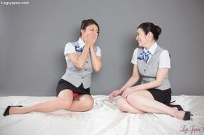 Office ladies Kobayakawa Reiko and Enami Ryu sucking toes